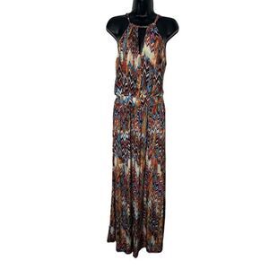 Talk to Angels Size Small Aztec Maxi Halter Neck Sleeveless Chevron Print Dress